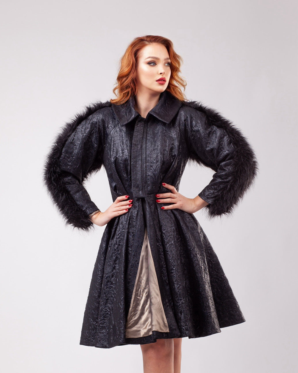 Midnight Shimmer Faux Fur Coat
