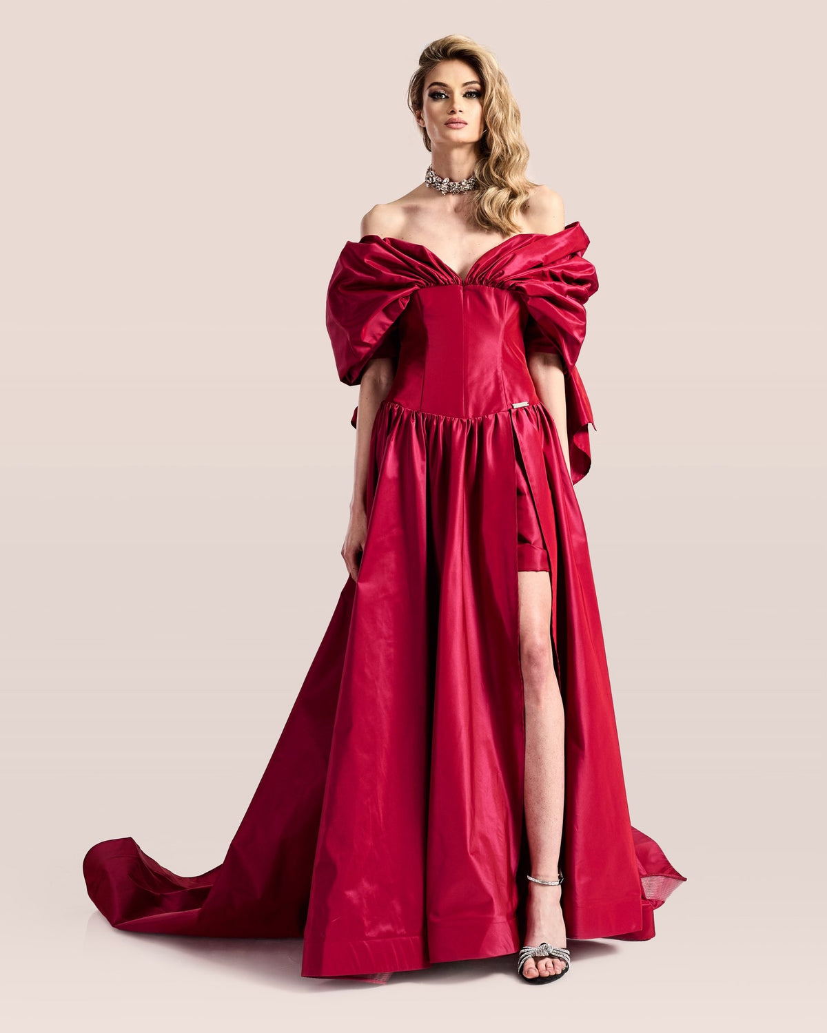 Crimson Bow Gown