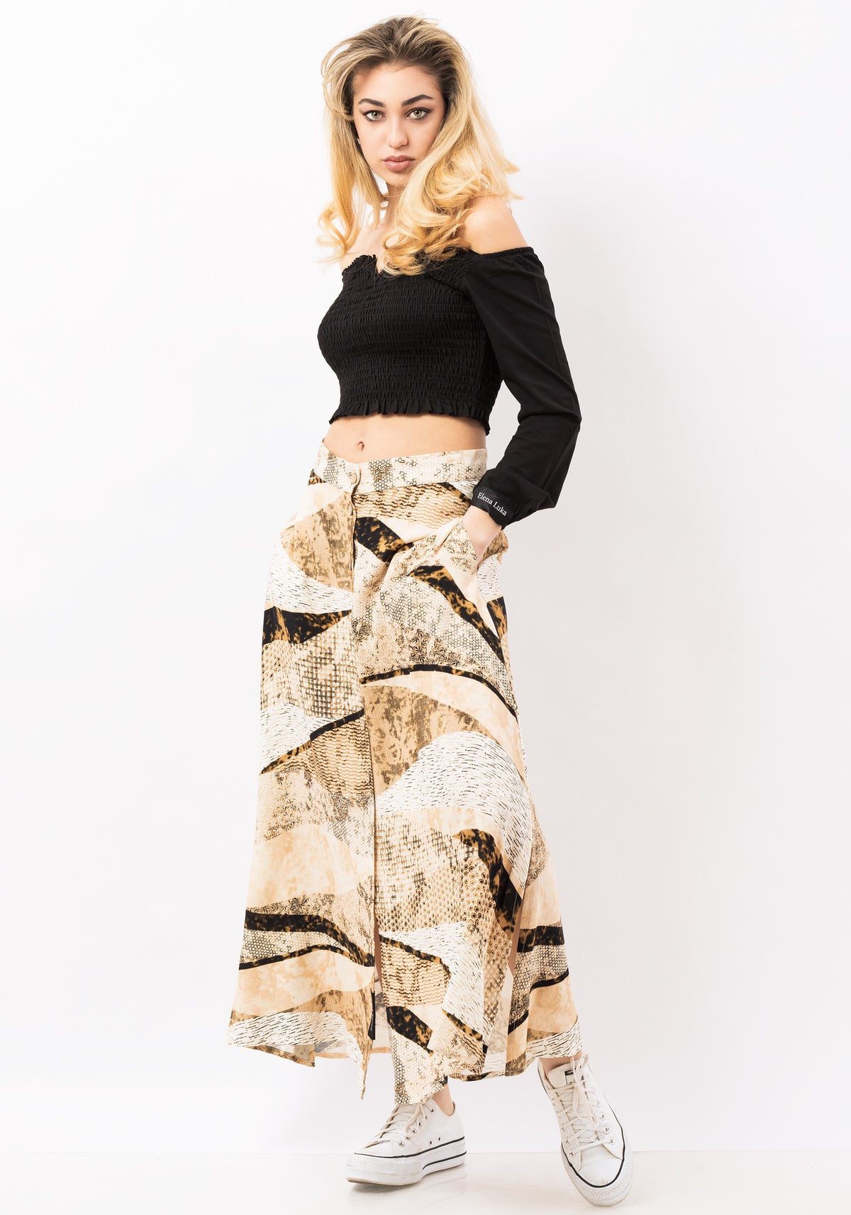 Abstract Print Maxi Skirt