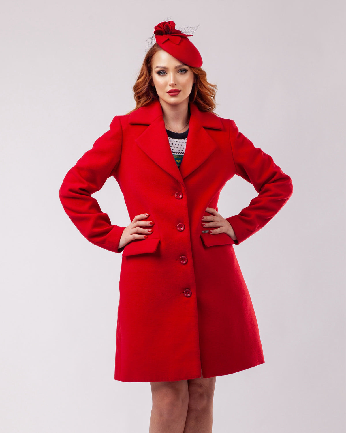 Crimson Elegance Tailored Coat