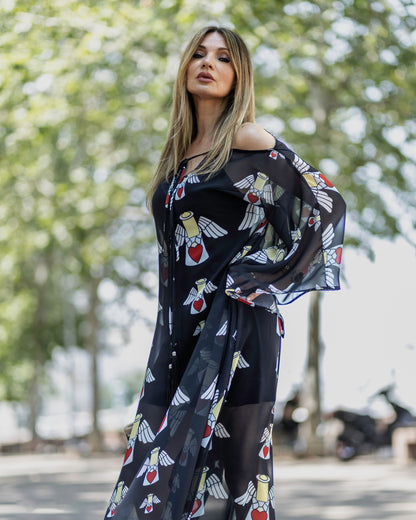 Angels Whisper Kaftan Dress – Noir