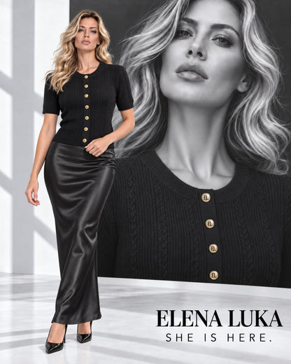 Classic Ribbed Knit Top in Black