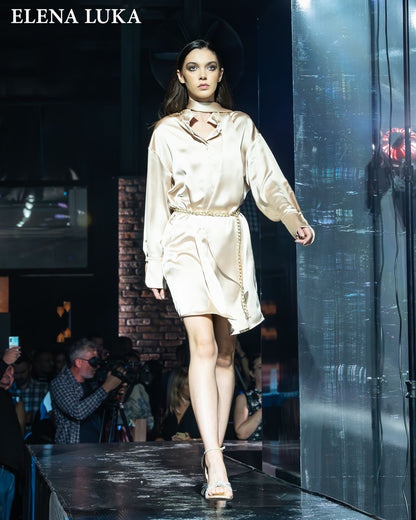Satin Shirt Dress