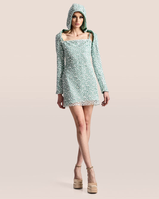 Minted Enchantment Sequin Hoodie Dress