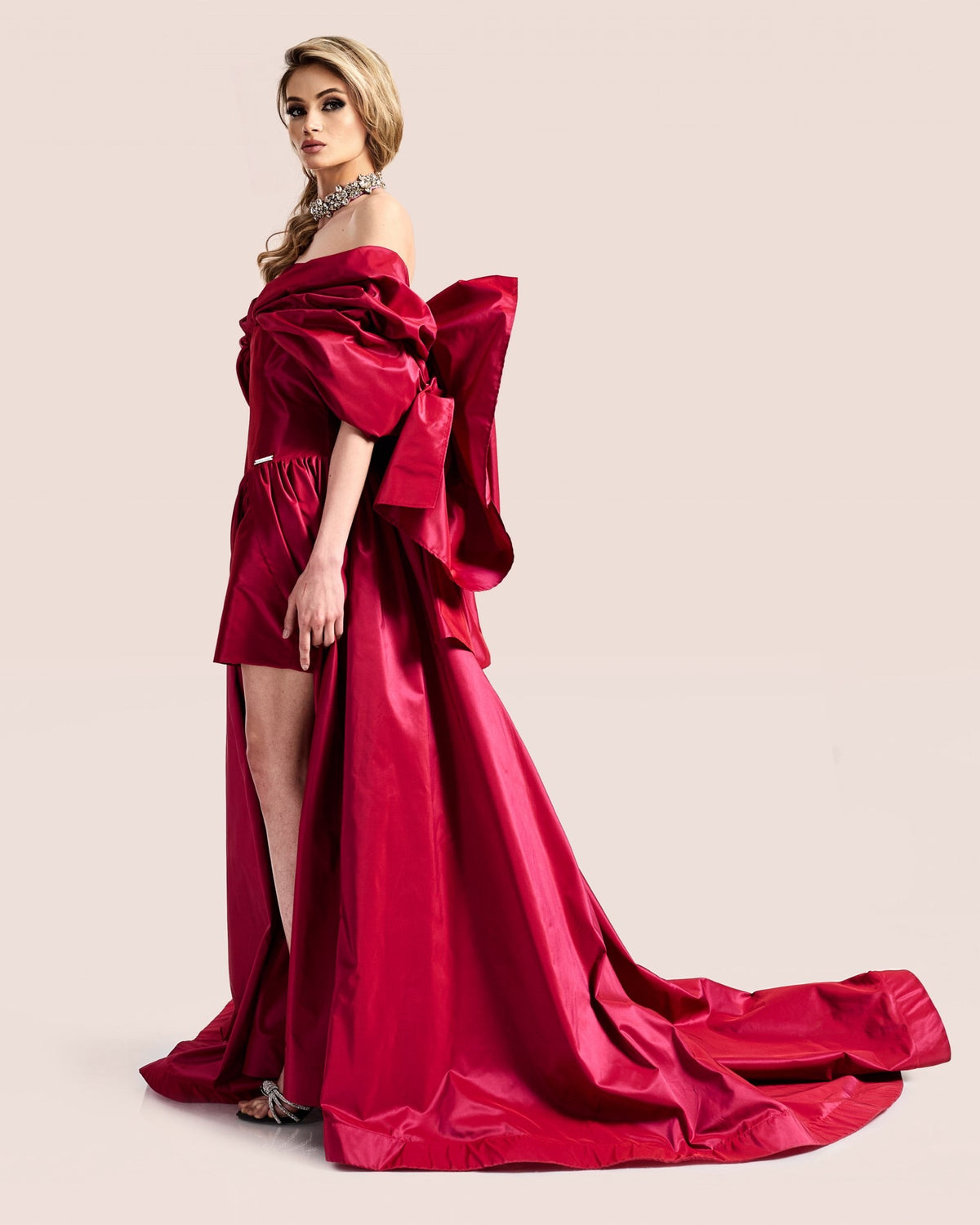 Crimson Bow Gown