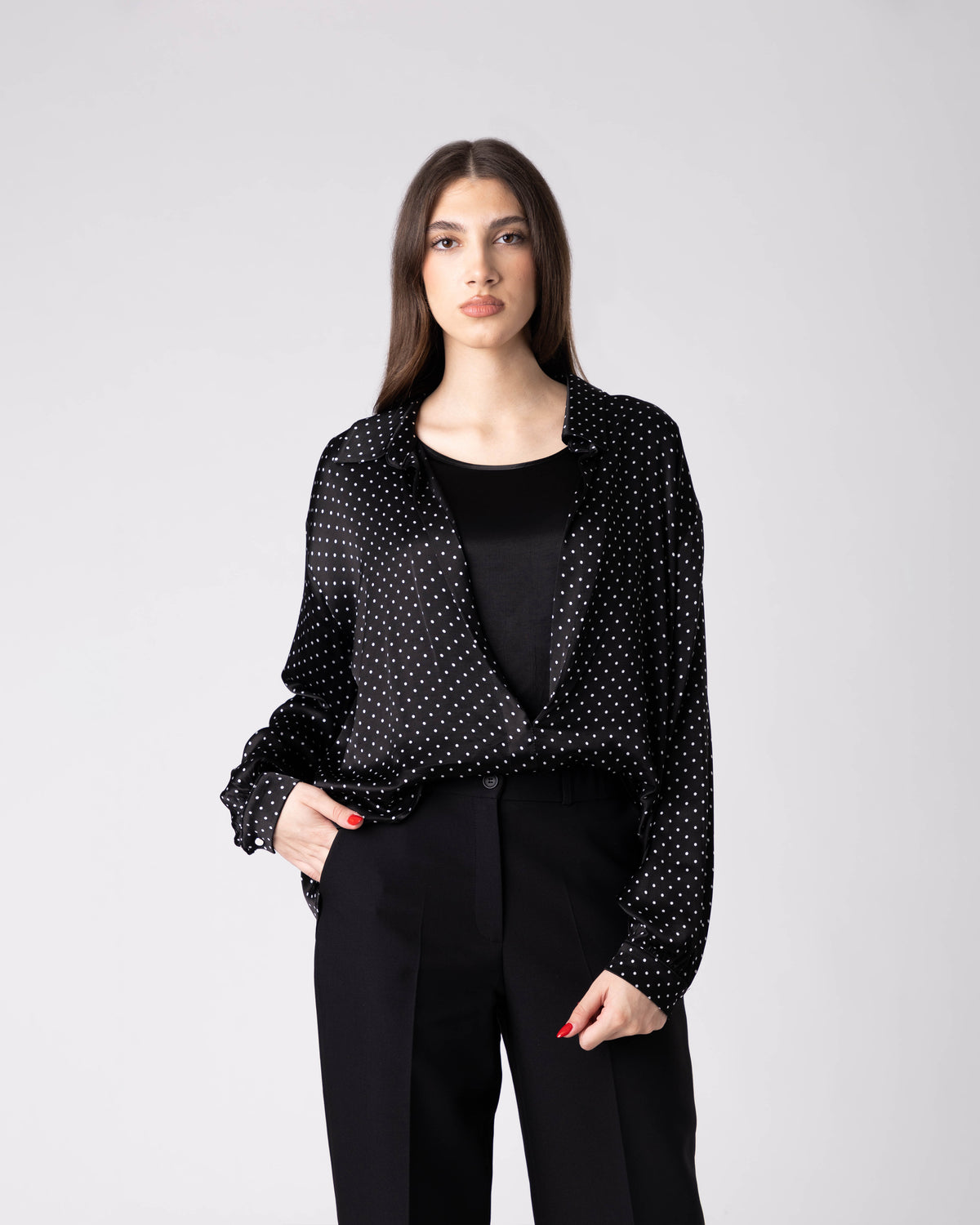 Dotyra Polka Wrap Shirt