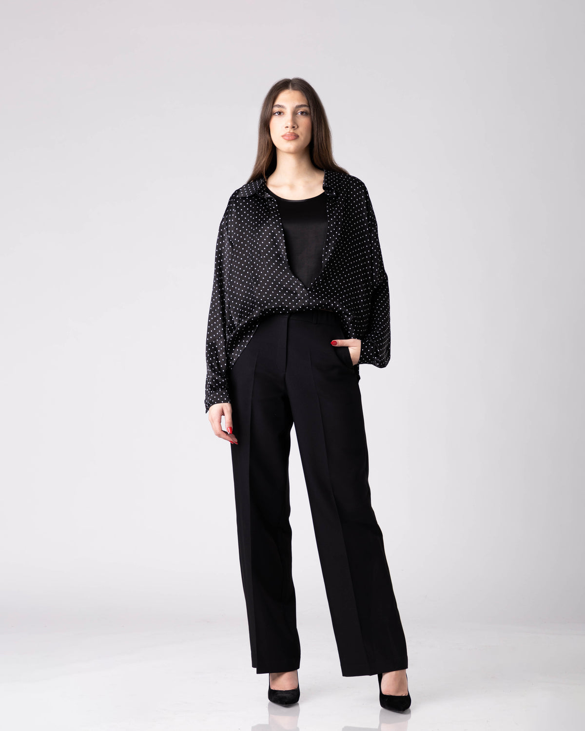Dotyra Polka Wrap Shirt
