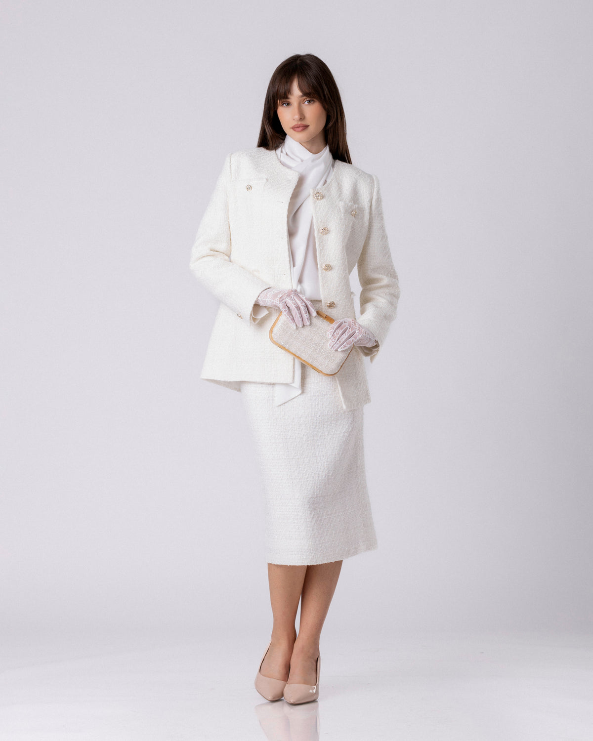 The Crest Ivory Tweed Blazer