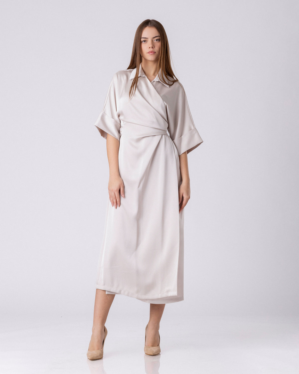 The Satin Ease Wrap Dress