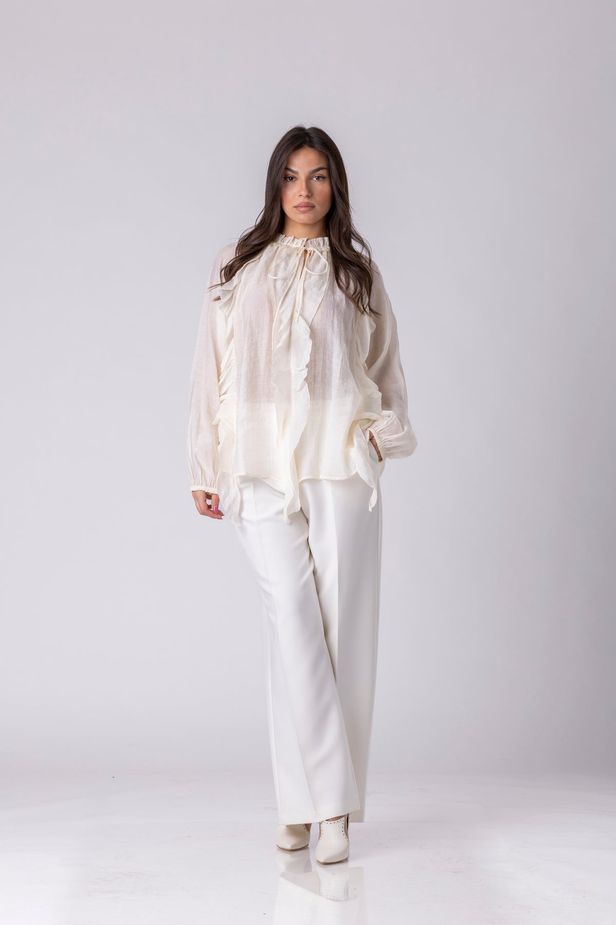 Althea Sheer Ruffle Blouse
