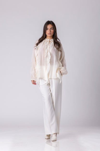 Althea Sheer Ruffle Blouse