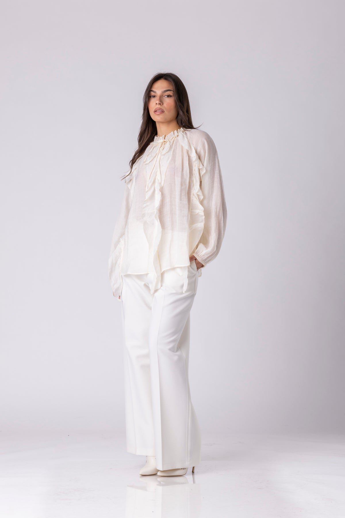 Althea Sheer Ruffle Blouse