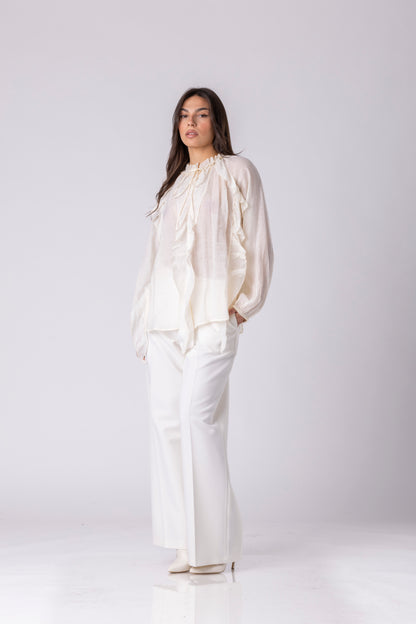Althea Sheer Ruffle Blouse