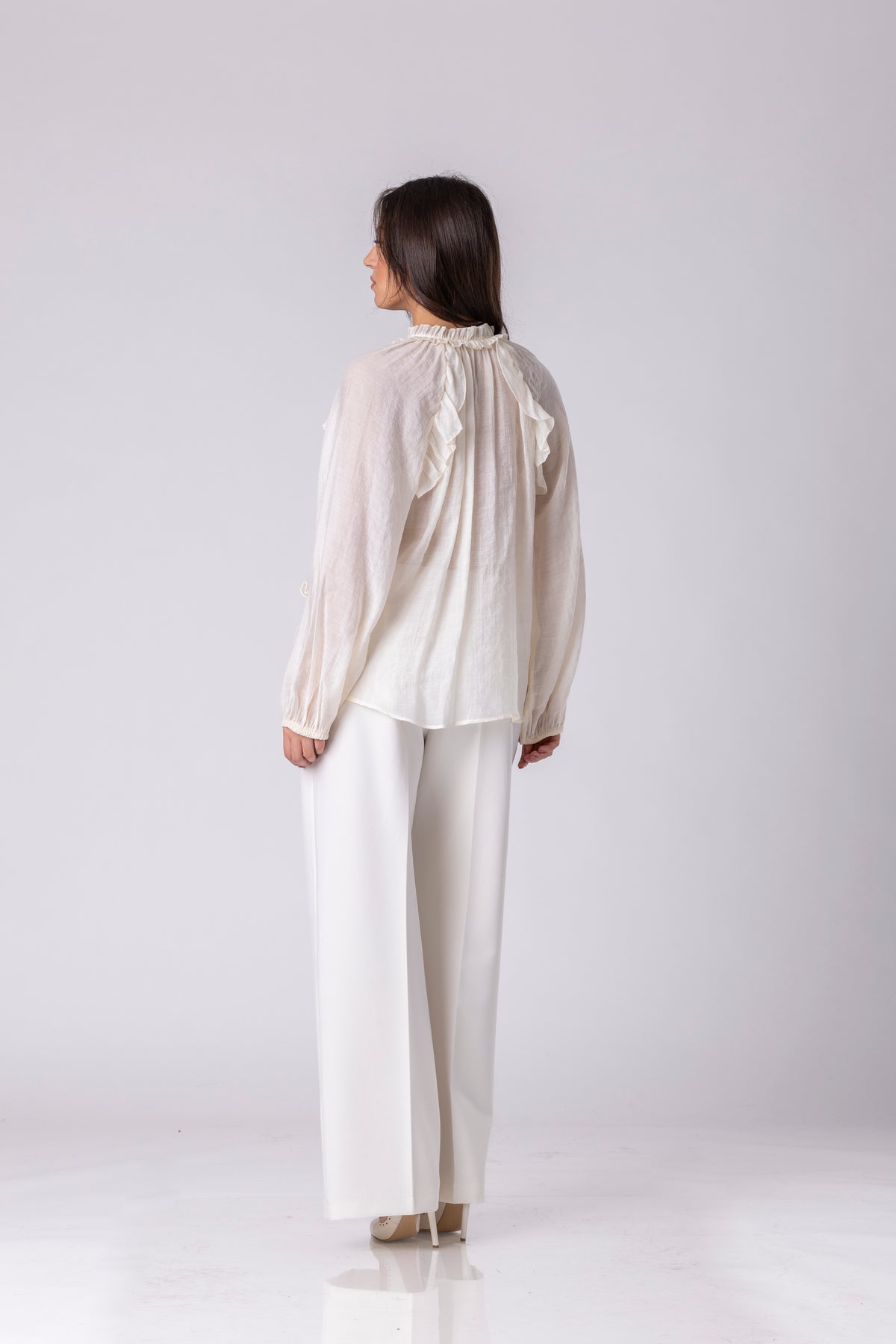 Althea Sheer Ruffle Blouse