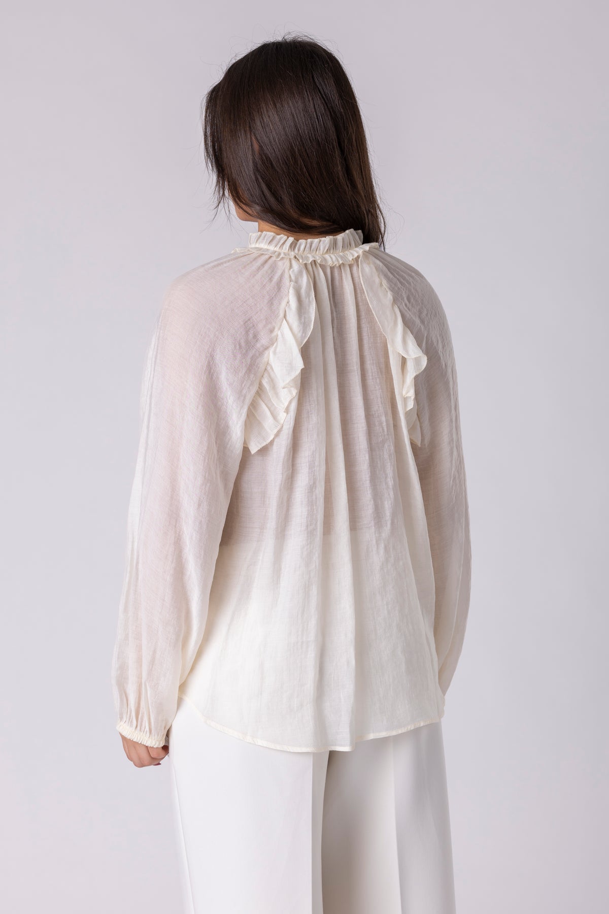 Althea Sheer Ruffle Blouse