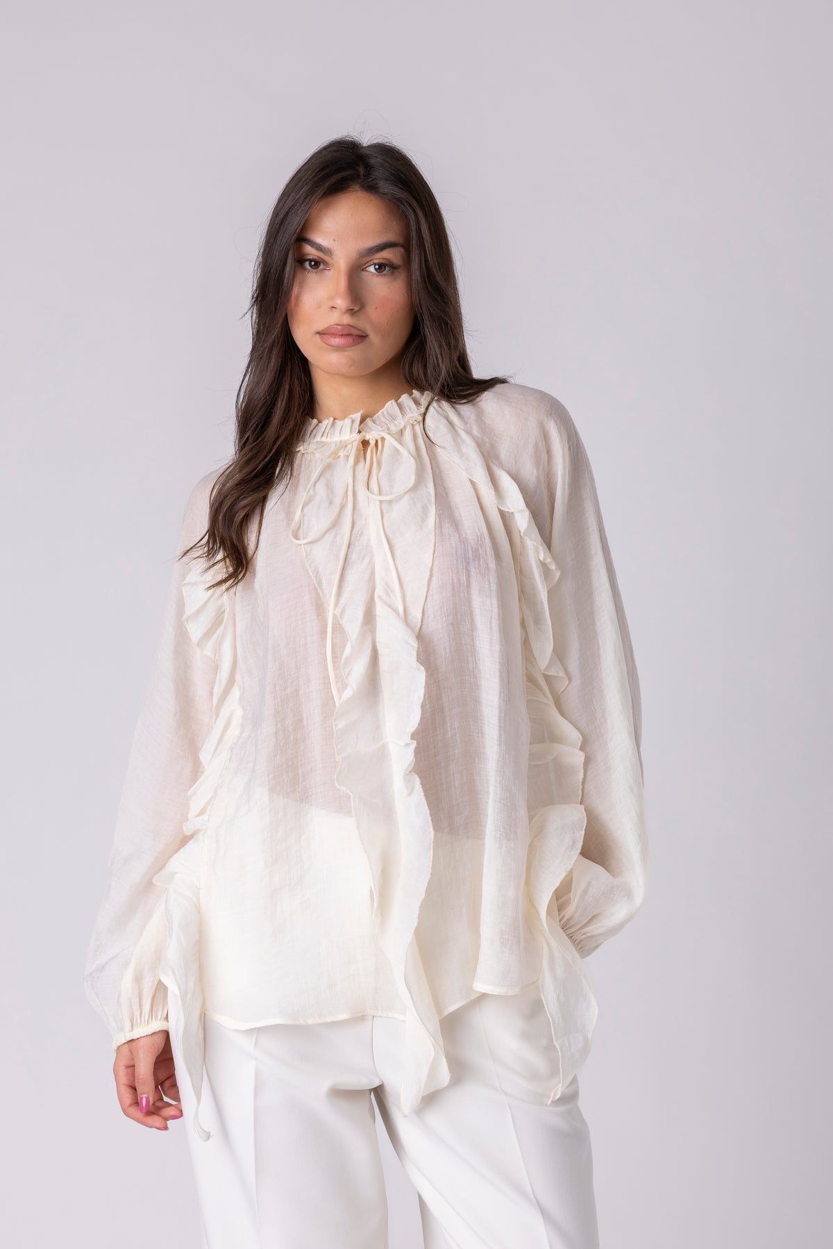 Althea Sheer Ruffle Blouse