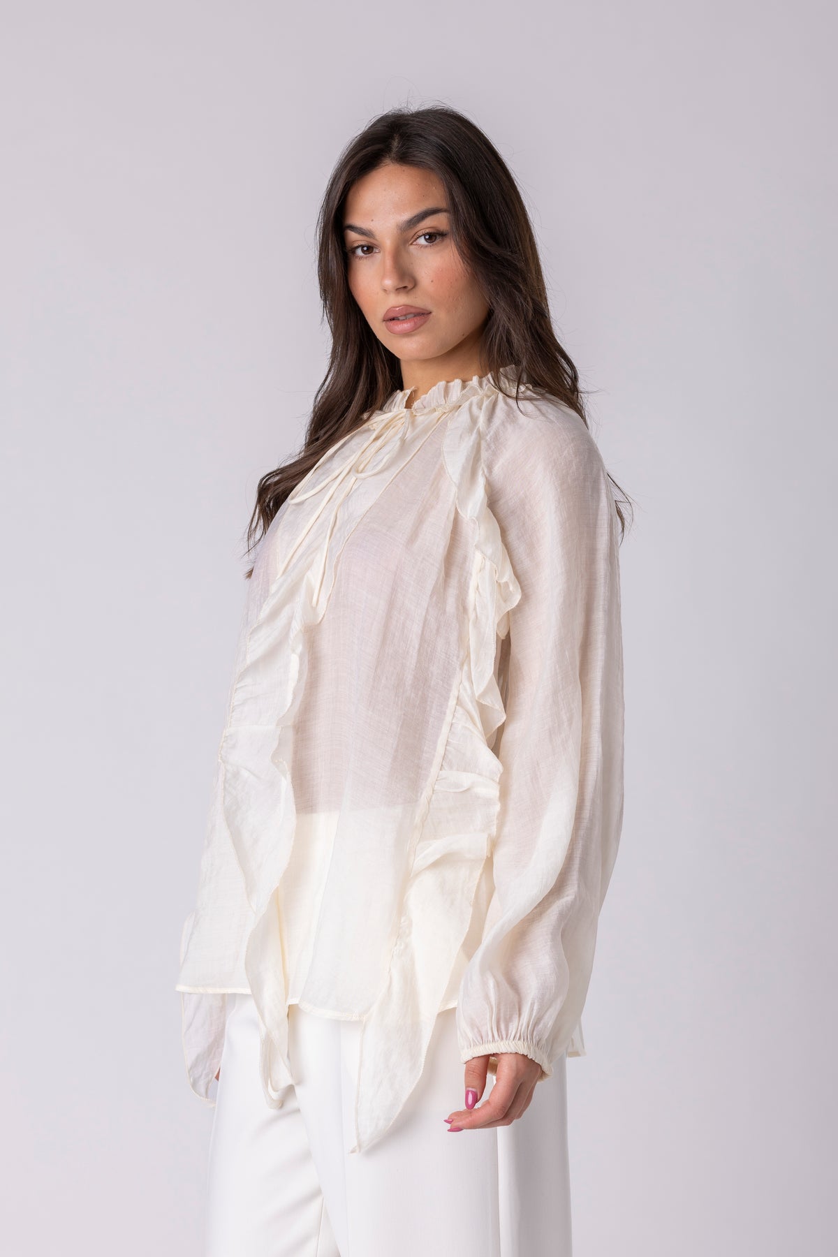 Althea Sheer Ruffle Blouse