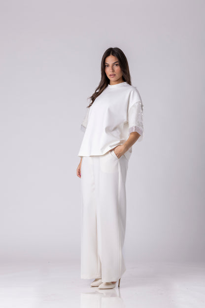 Lunea Sequin-Sleeve Blouse