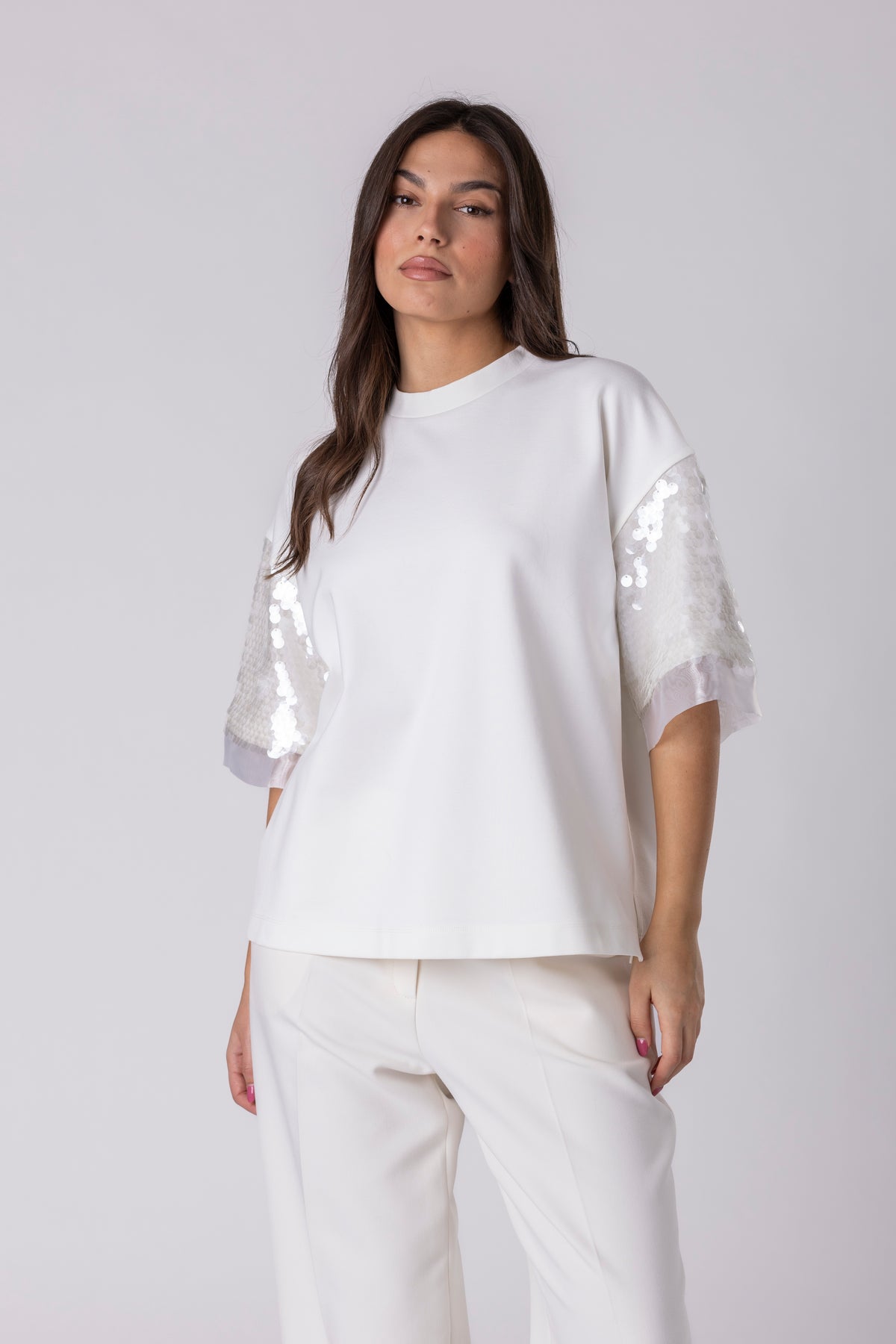Lunea Sequin-Sleeve Blouse