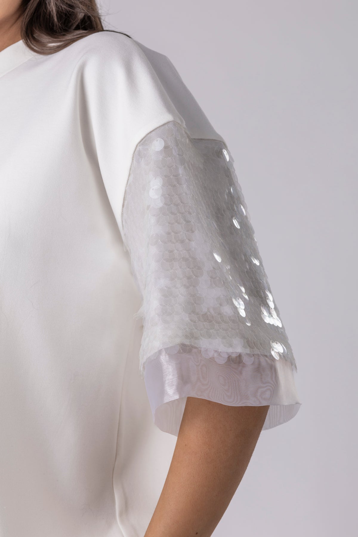 Lunea Sequin-Sleeve Blouse