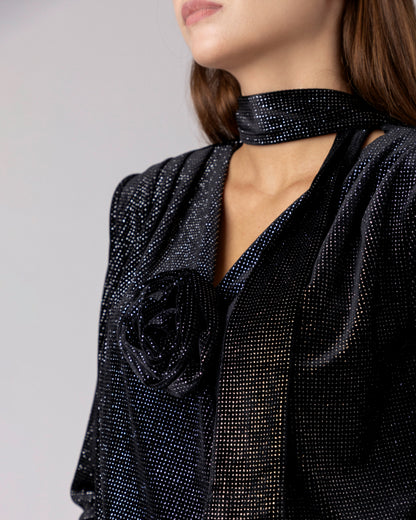 Midnight Tie Blouse