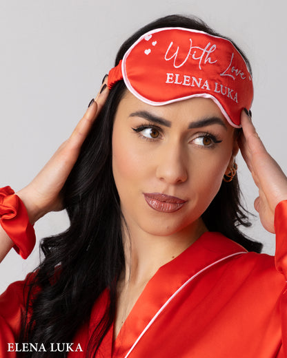 Robe Set with Eye Mask – With Love (Red)