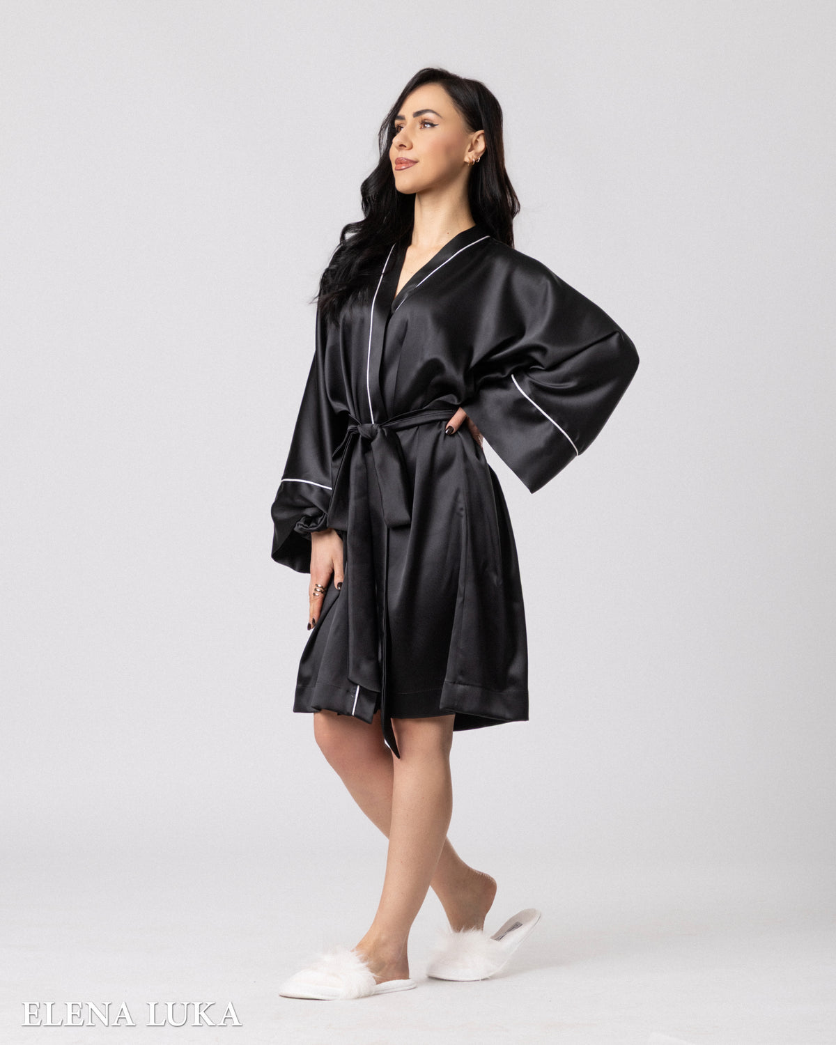 Robe Set with Eye Mask – With Love (Black)