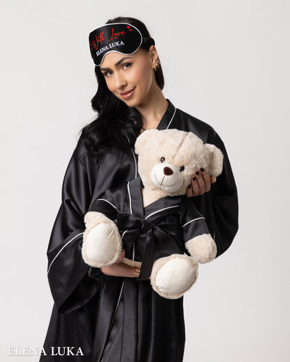 Satin Robe & Teddy Bear Set – With Love (Pink)