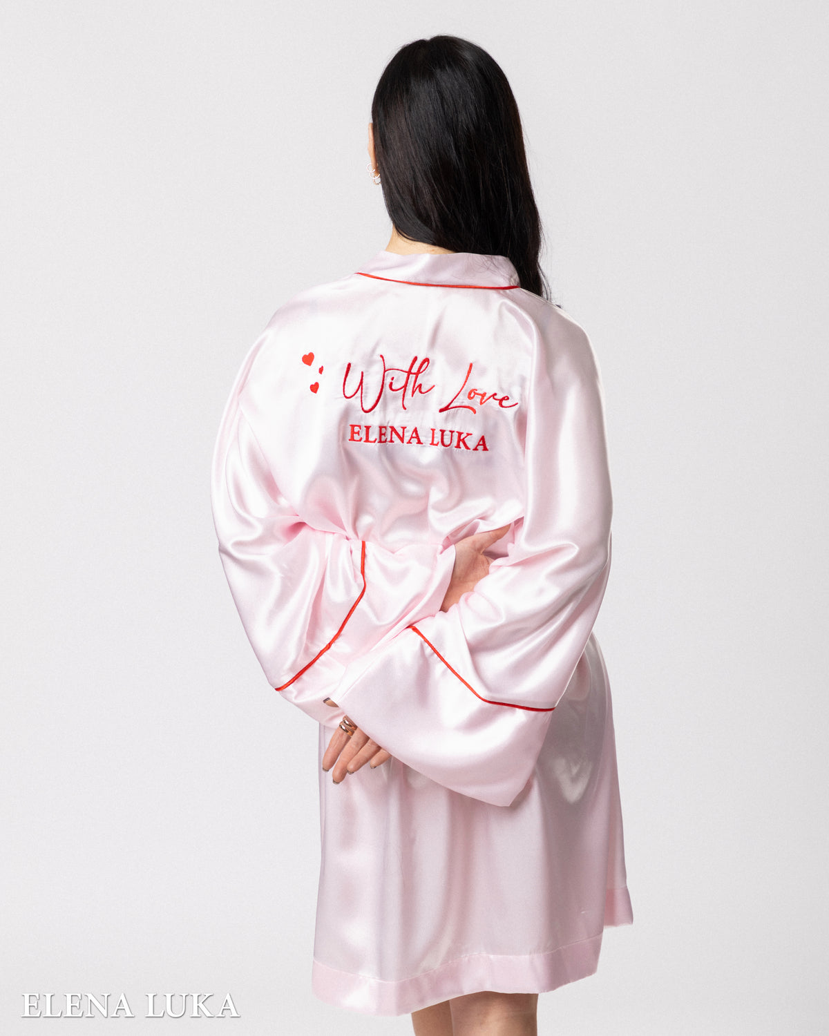 Satin Robe & Teddy Bear Set – With Love (Pink)