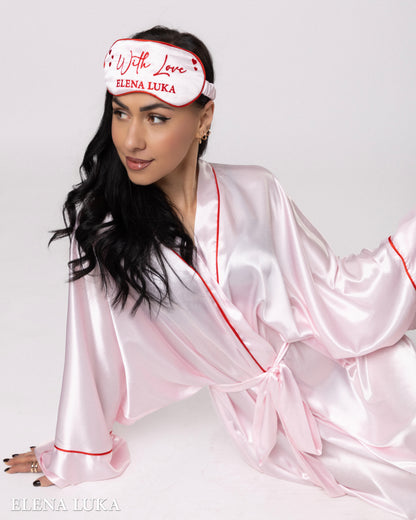 Robe Set with Eye Mask – With Love (Pink)