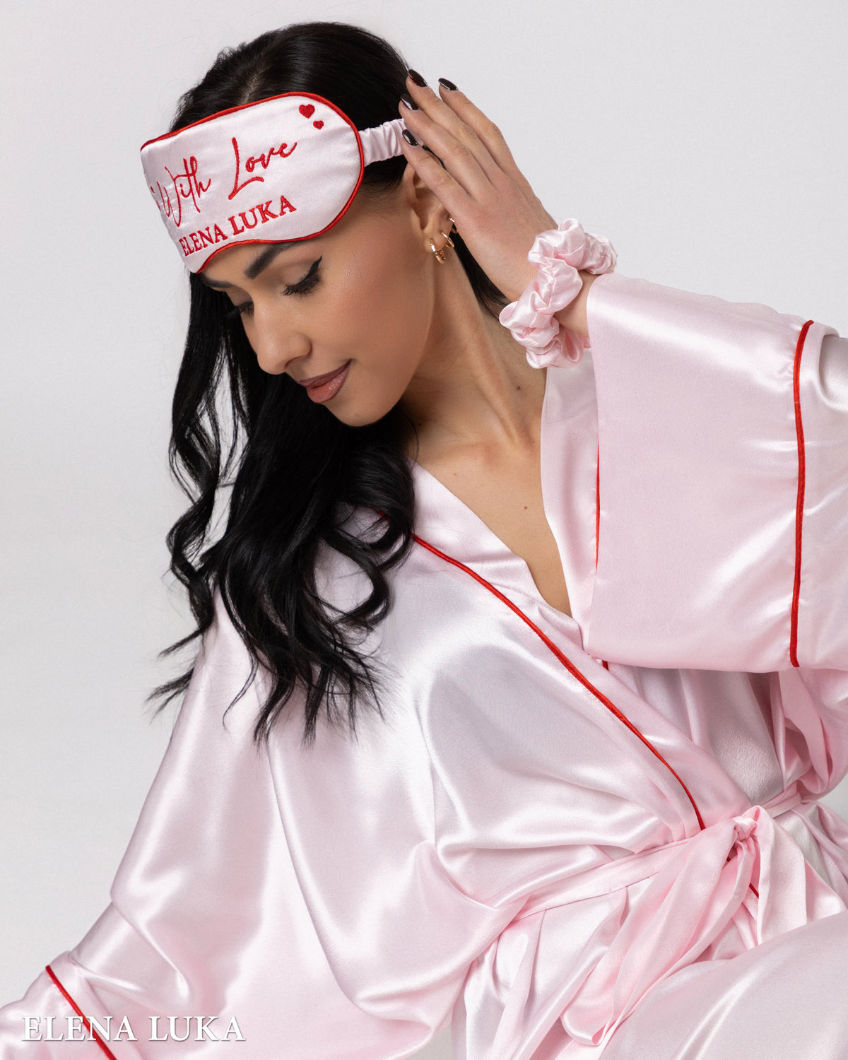 Robe Set with Eye Mask – With Love (Pink)