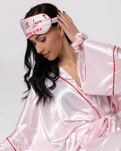 Robe Set with Eye Mask – With Love (Pink)