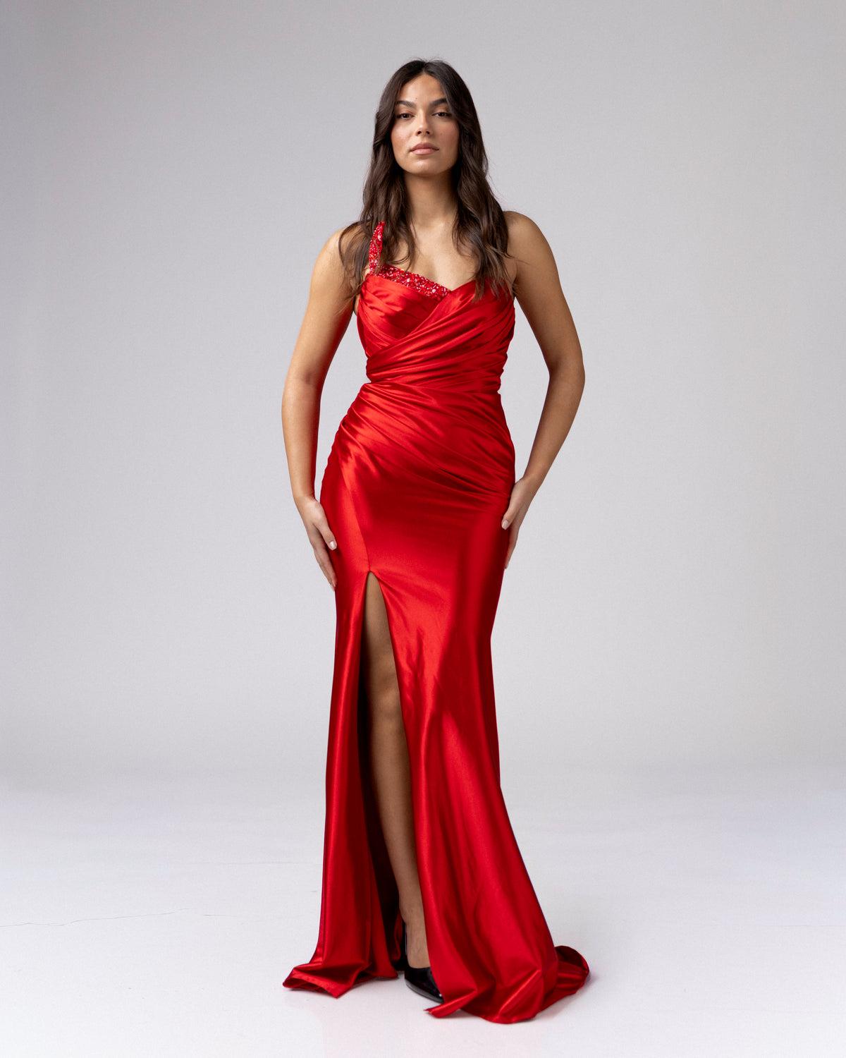 Ravenna One-Shoulder Satin Gown