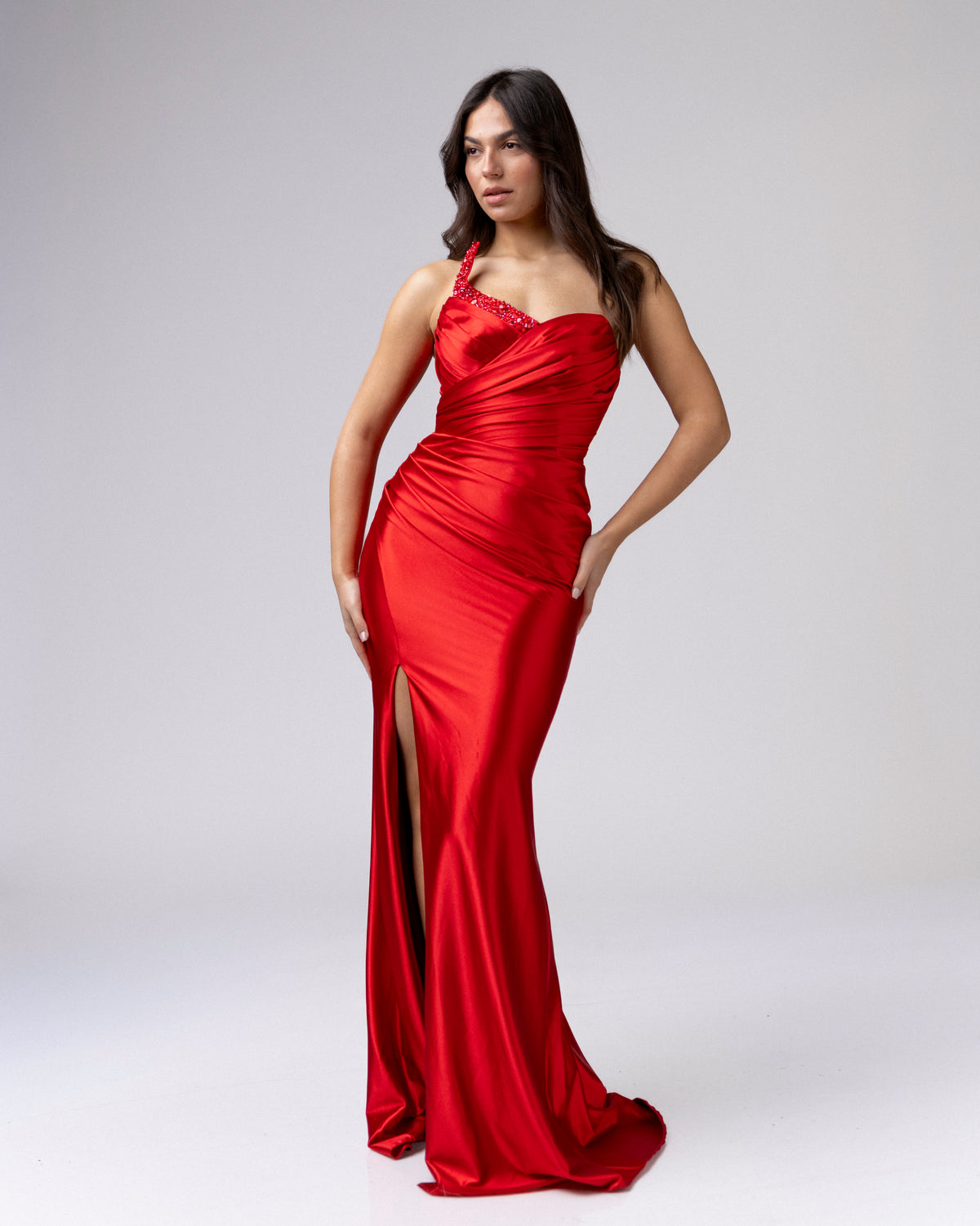 Ravenna One-Shoulder Satin Gown