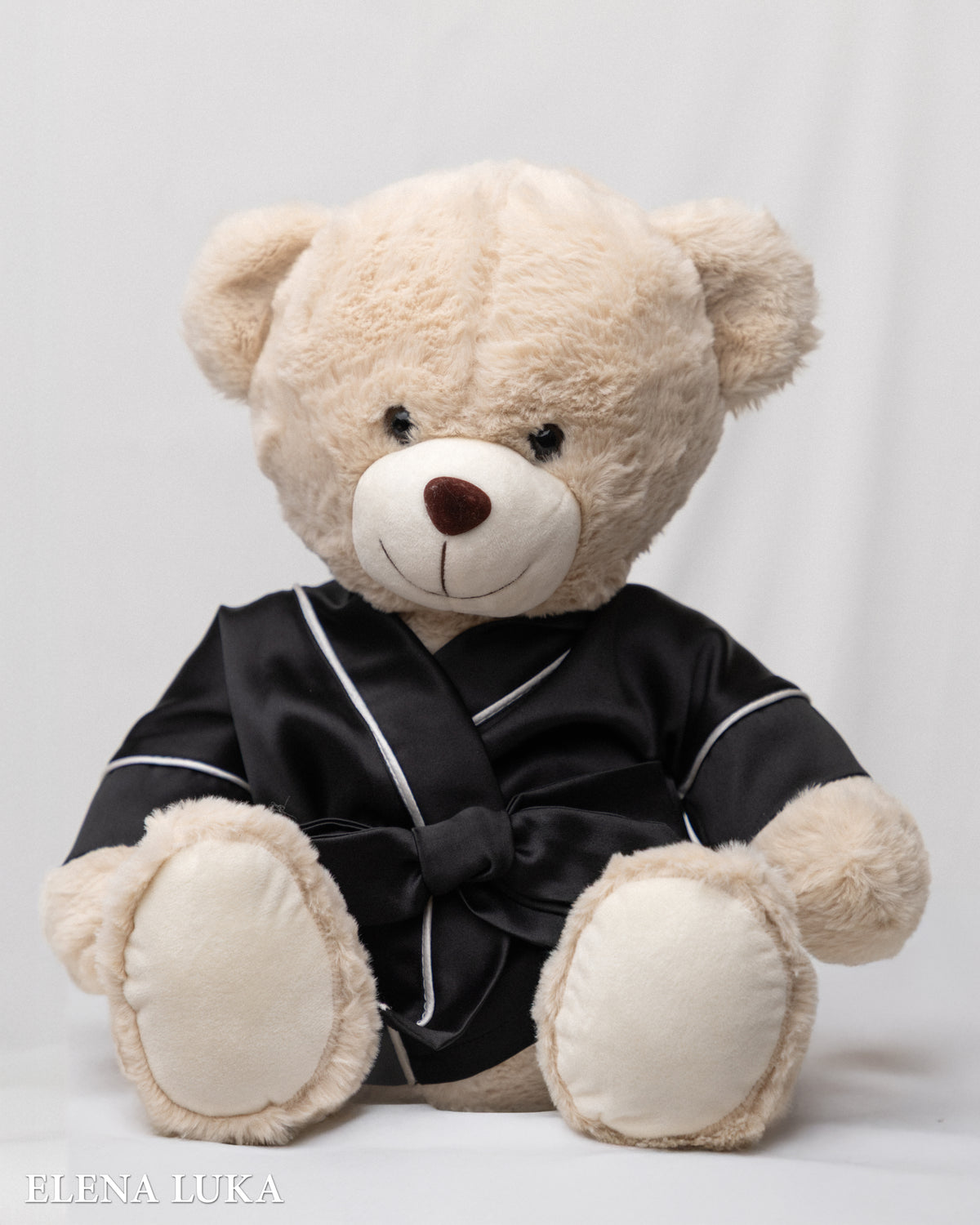 Satin Robe & Teddy Bear Set – With Love (Black)