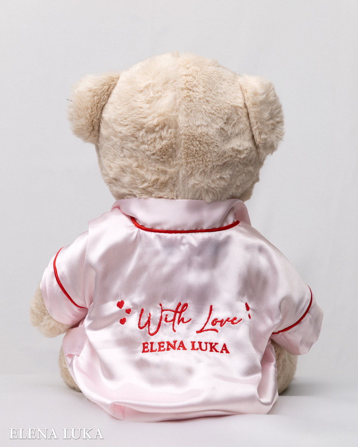 Satin Robe & Teddy Bear Set – With Love (Pink)