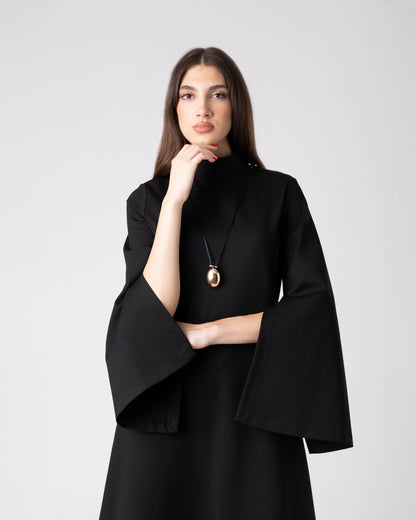 (PRE-ORDER) Elmyra Black Sculpted Midi Dress