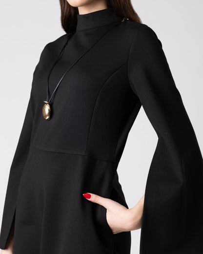 (PRE-ORDER) Elmyra Black Sculpted Midi Dress