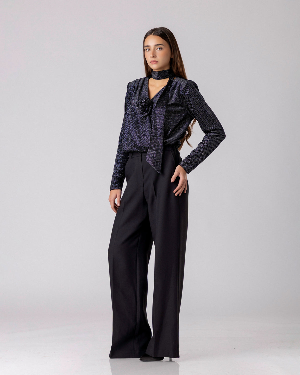 Midnight Tie Blouse