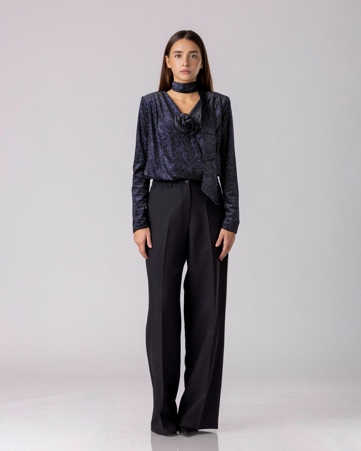 Midnight Tie Blouse
