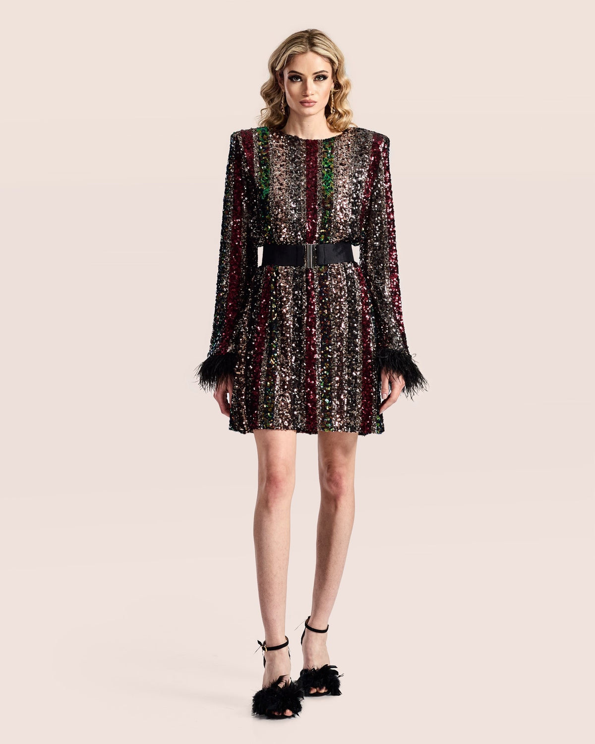 Feather-Trim Party Dress