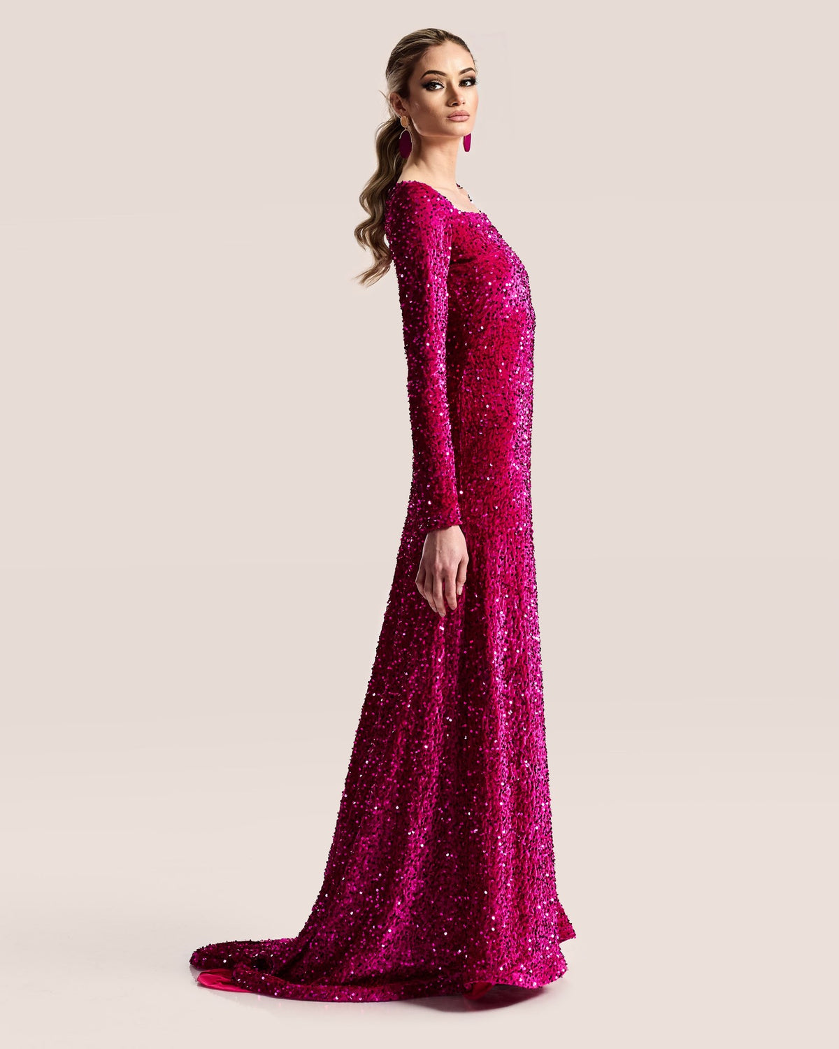 Fuchsia Sequin Elegance Gown