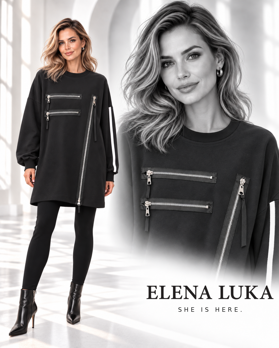 URBAN EDGE Zip-Detail Tunic