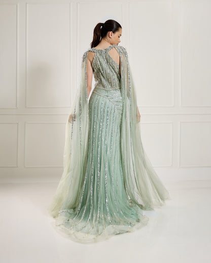 Celestia Gown in Mint Crystal