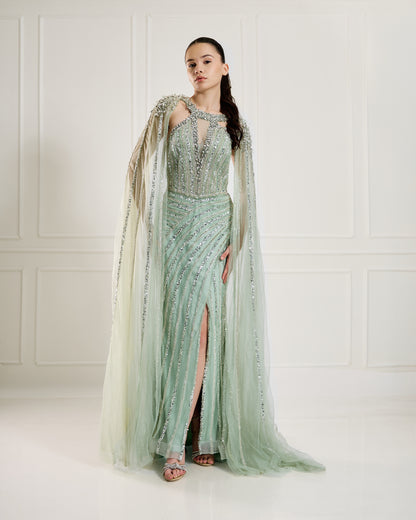 Celestia Gown in Mint Crystal