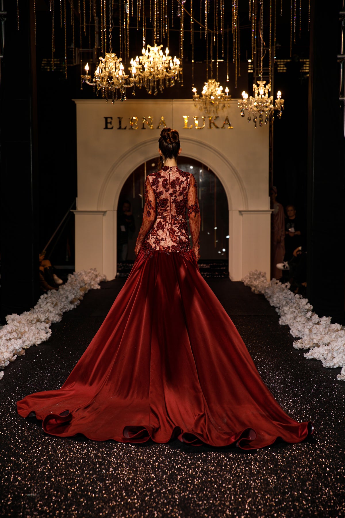 &quot;Crimson Cascade&quot; Gown