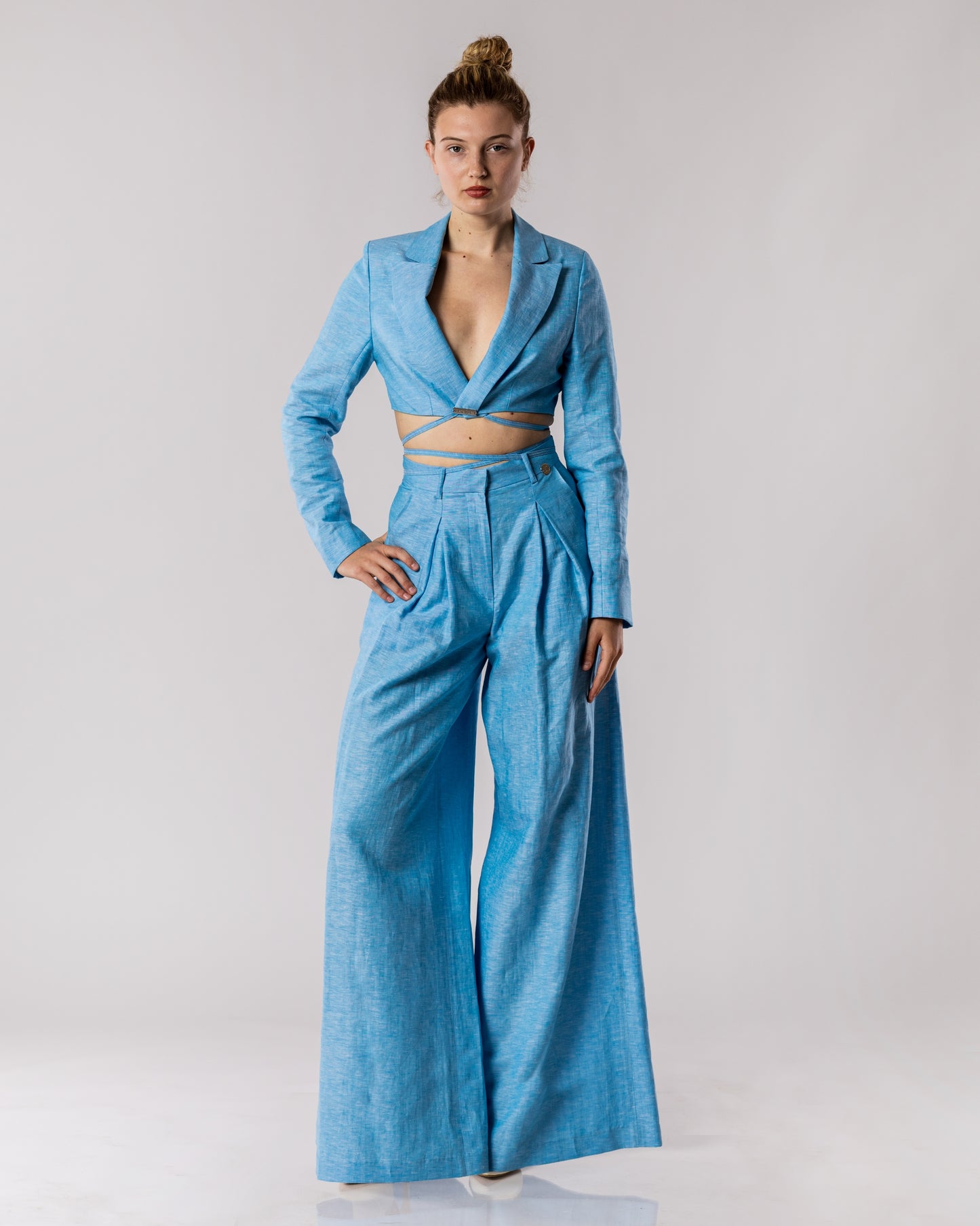 SOLARA Linen Suit Set Blue