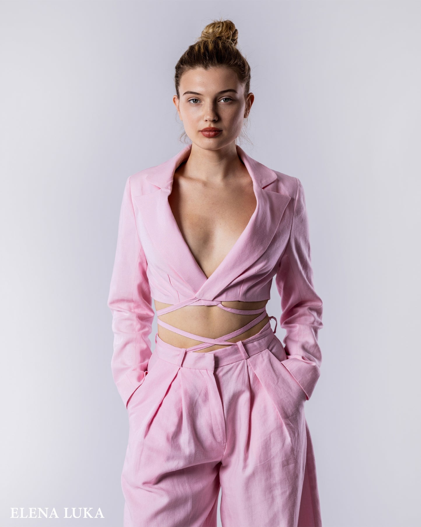 SOLARA Linen Suit Set Blush