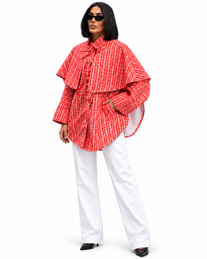 RUBY CAPE Check Poncho