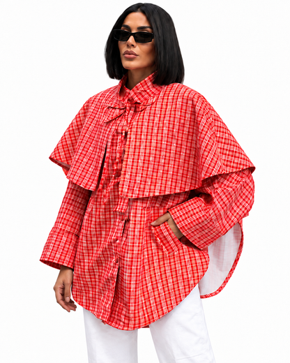RUBY CAPE Check Poncho